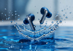 Lyramotionhub earbuds lifestyle blue water splash view thumbnail